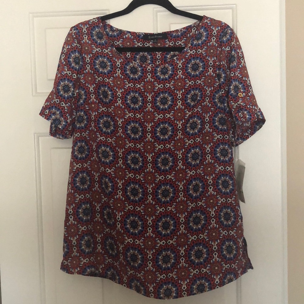Evan Picone Mandala American Colors Top Size 8